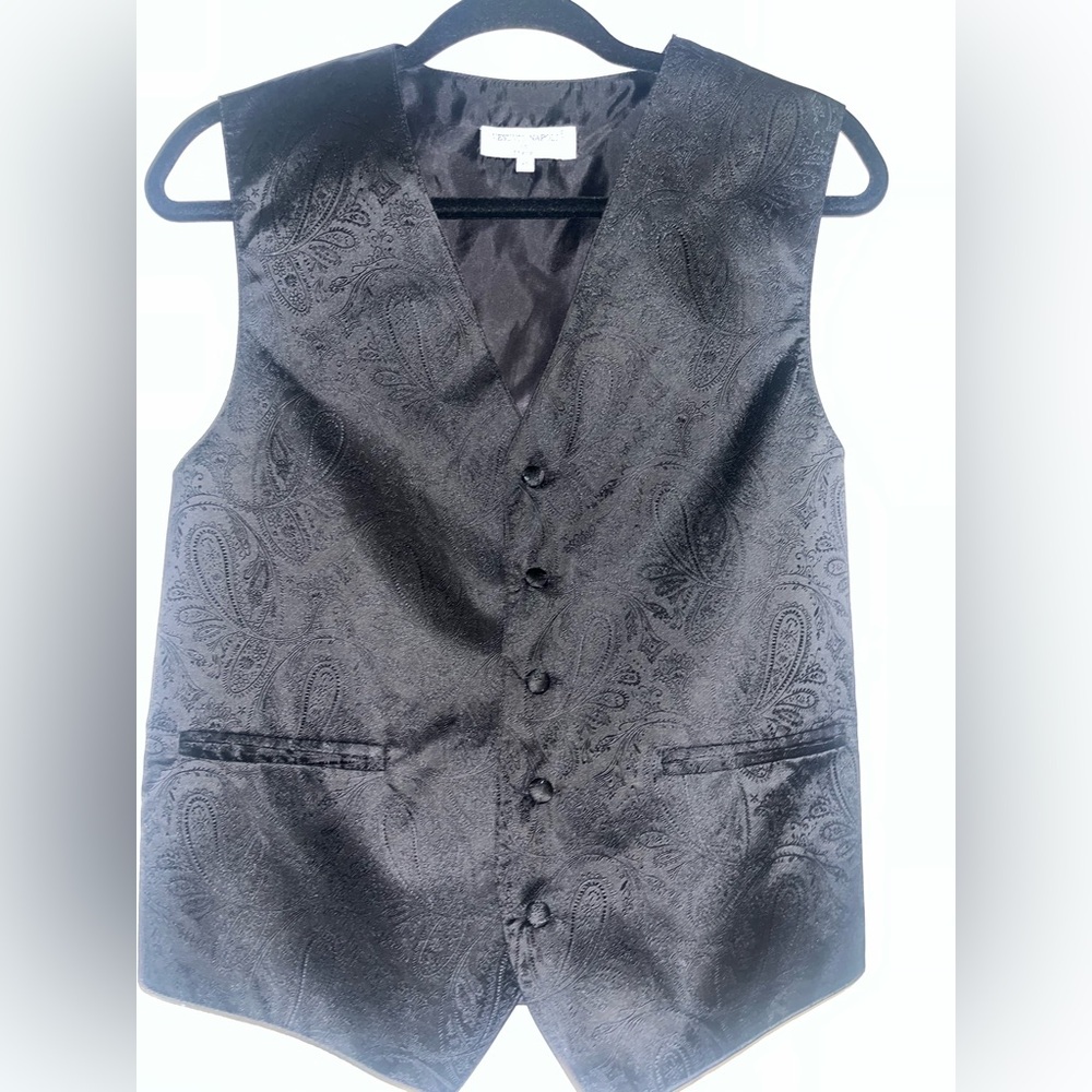 Men’s Vesuvio Napoli Black Paisley Vest/Size XS